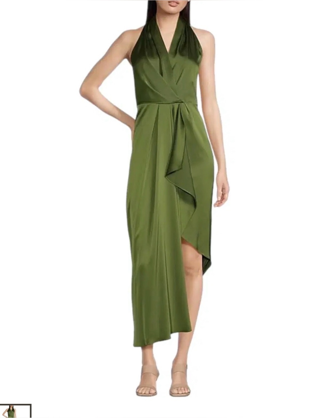 Alex Marie Hazel V-Neck Satin Assymetrical Hem Dress